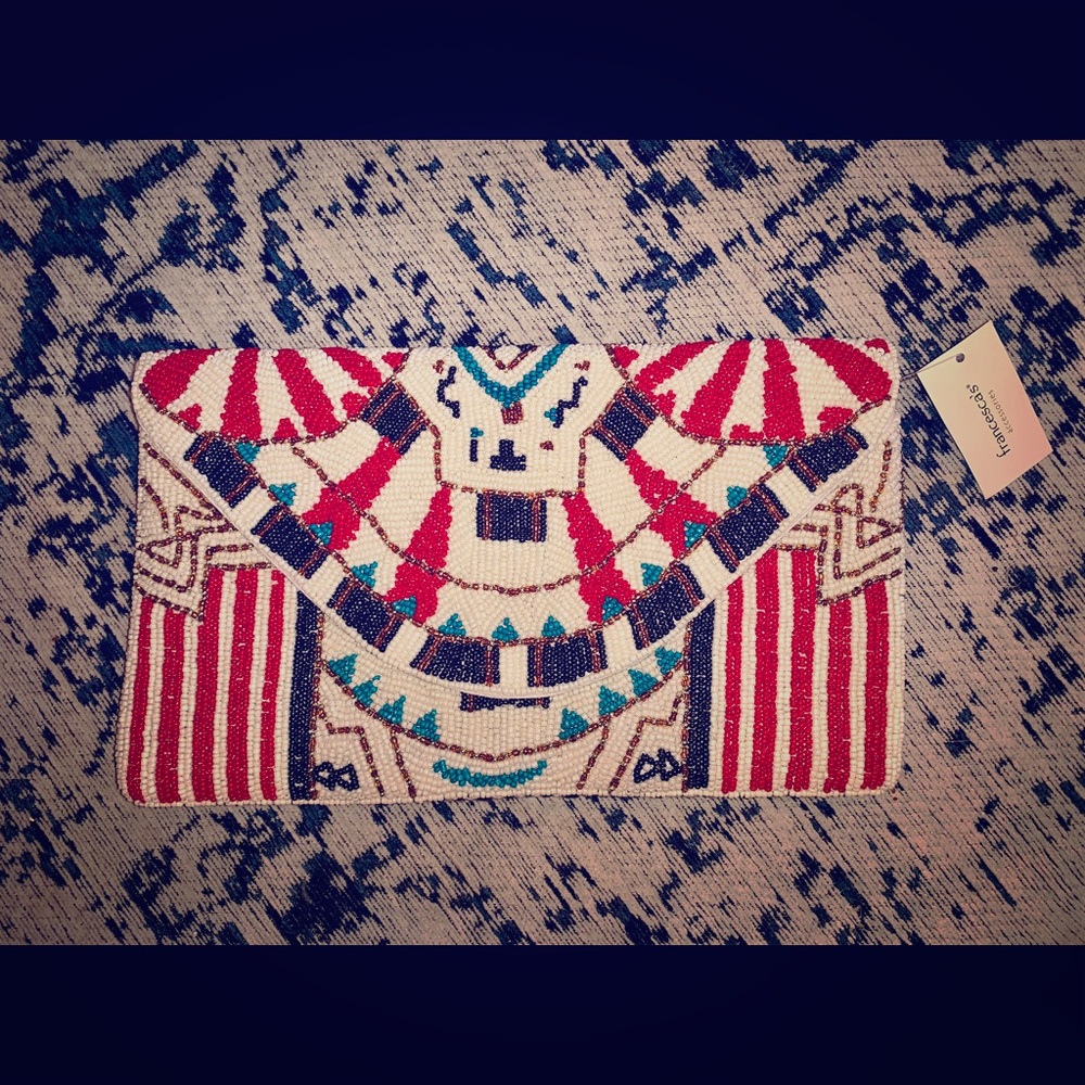 NEW beaded clutch never been used with tags